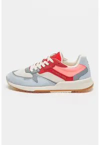 Pantofi sport cu insertii de piele intoarsa Vivi - Rosu/Alb murdar/Albastru