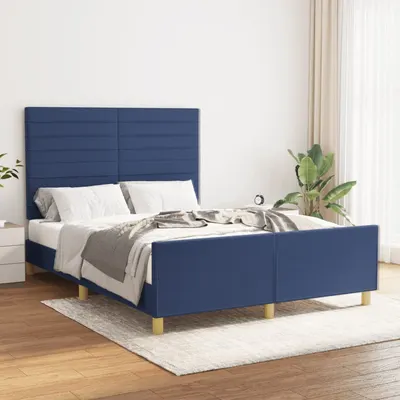Gossi cadru de pat cu tablie, albastru, 140x190 cm, textil