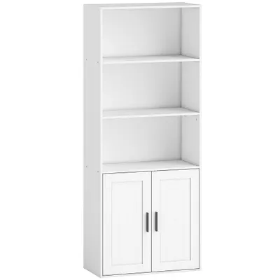HOMCOM Bibliotecă cu Rafturi Deschise și Dulap cu Raft Reglabil Alb | Aosom Romania