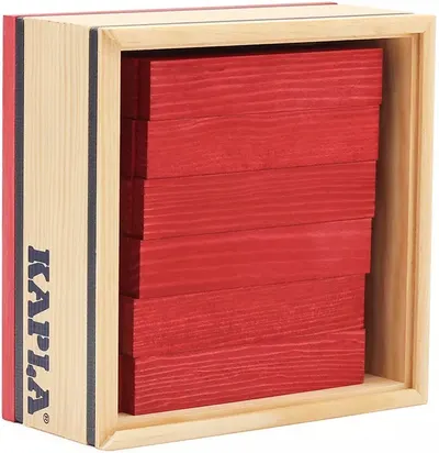 Constructor din lemn Kapla - 40 piese, roşu
