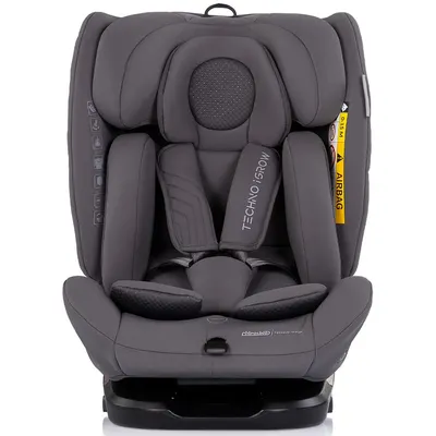 Scaun auto pentru copii Chipolino Techno iGrow Charcoal, I-Size, 40-150 cm, cu sistem Isofix si sezut rotativ