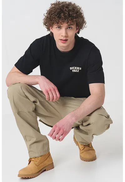 Pantaloni relaxed fit din bumbac - Verde pal