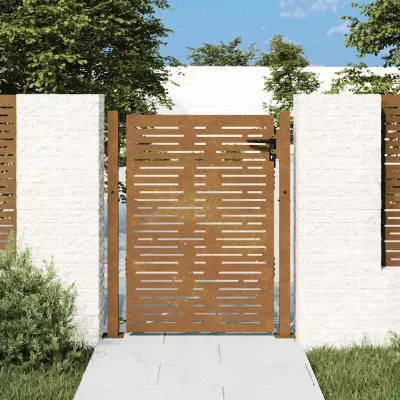 vidaXL Poartă de grădină 100x150 cm, oțel Corten, design pătrat