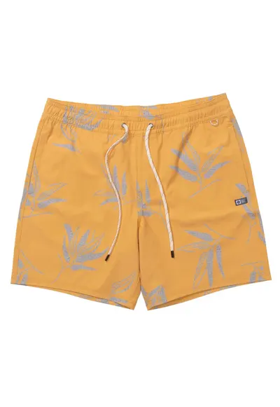 Pantaloni scurti pentru baie cu talie reglabila - Galben inchis