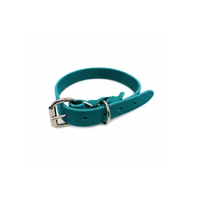 Zgarda din piele simplă - Turcoaz - 35 cm