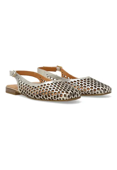 Pantofi slingback de piele cu perforatii