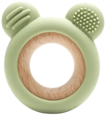 Dispozitiv de dentitie din silicon Lorelli Premium - Urs, Fresh Green