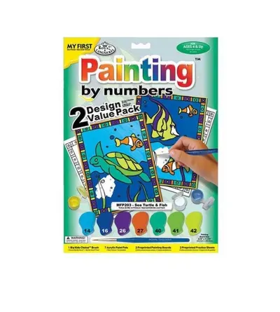 Primele mele 2 picturi pe numere Royal Brush Junior Broasca Testoasa si Pesti 23x30 cm