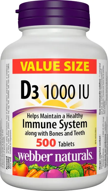 Vitamin D3, 1000 IU, 500 tablete, Webber Naturals