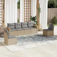 Gossi set canapele de gradina, 6 piese, cu perne, bej, poliratan