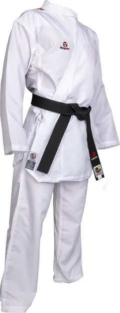 Karate-Gi "Premium Kumite", aprobat WKF, Hayashi, Alb cu broderie rosie, 185 cm