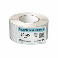 Rola etichete autoadezive semilucioase 30x45 mm, adeziv permanent, 1000 etichete rola