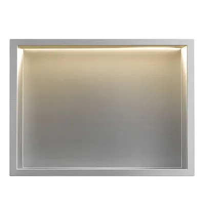 Raft baie incastrat in perete 30x45 cm, otel periat, cu LED, Rea