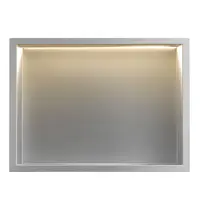 Raft baie incastrat in perete 30x45 cm, otel periat, cu LED, Rea