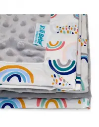 Paturica cu 2 fete din plus minky si bumbac 100 x 100 cm model curcubee, gri