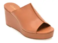 Papuci CLARKS maro, SABINA MULE, din piele naturala