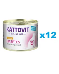 KATTOVIT Feline Diet Diabetes hrana umeda dietetica pentru pisici cu diabet, pui 12 x 185 g