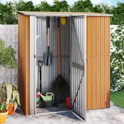 vidaXL Șopron de grădină 180,5x97x209,5 cm, oțel galvanizat, aspect lemn
