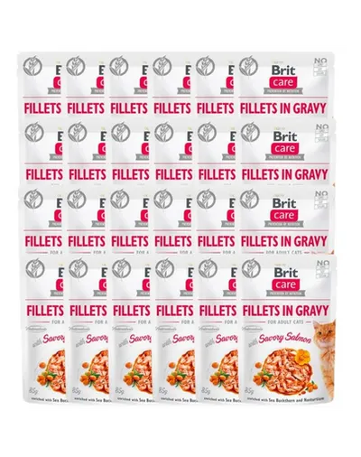BRIT Care Fillets in gravy savory salmon Hrana umeda pentru pisici adulte, cu somon in sos 24 x 85 g