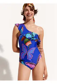 Costum de baie intreg cu volane