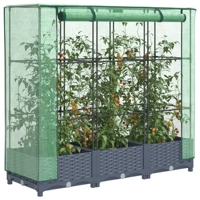 Gossi strat inaltat cu husa de sera, aspect ratan, 120x40x123 cm
