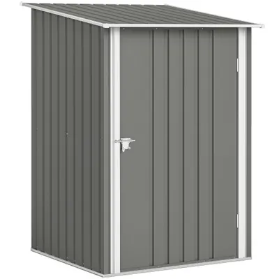 Outsunny Căsuță de Grădină 0.92m² din Oțel Galvanizat, Capann pentru Unelte cu Ușă Blocabilă, Acoperiș Înclinat, 100x104x160 cm, Gri | Aosom Romania