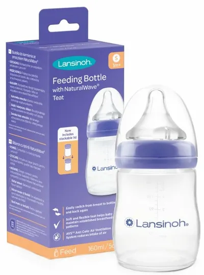Biberon cu tetina Lansinoh - NaturalWave, 160 ml