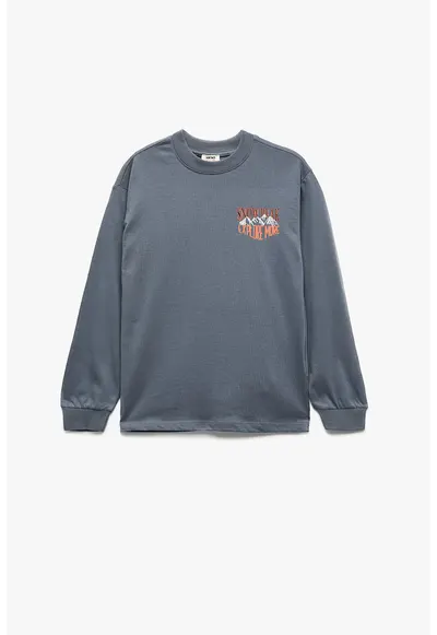 Bluza din bumbac cu mansete elastice - Gri carbune
