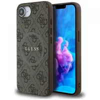 Husa MagSafe pentru Apple iPhone 17e / 16e, Guess, 4G Ring Classic Logo, Maro