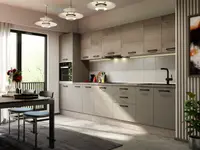 Mobila Bucatarie Elva 344,8 cm Gri + Stejar - Configuratia 23