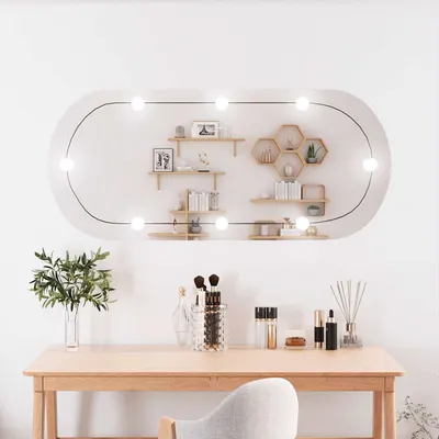 vidaXL Oglindă de perete cu lumini LED 45x100 cm oval sticlă