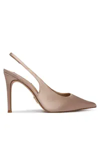Pantofi dama - toc stiletto - bej - textil