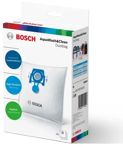 Set de saci pentru aspirator Bosch - AquaWash&Clean BBZWD4BAG, 4 buc, albi