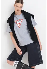 Tricou lejer cu decolteu la baza gatului - Rosu/Alb/Gri melange