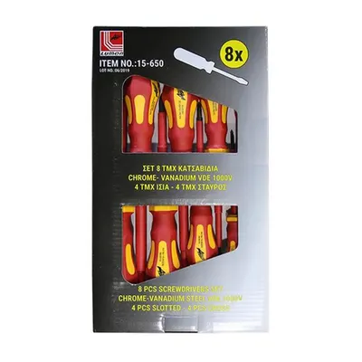 Set surubelnite nset 8 surubelnite (4drepte+4cruce) galben-rosu VDE 1000V