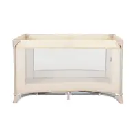 Patut pliabil pentru copii Lorelli Torino Beige cu saltea inclusa si usa laterala cu fermoar