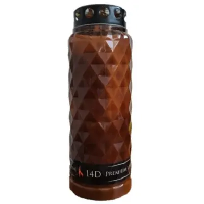 Candela din Plastic cu Capac, Premium Line, Maro, 14 Zile