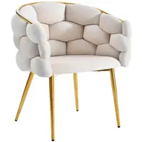 Scaun de lux din catifea cu structură posterioară aurie, protecție confortabilă pentru spate, țesătură din catifea moale, 50×47×80 cm, Bej