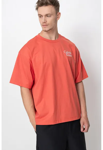 Tricou cu imprimeu logo - Portocaliu stins