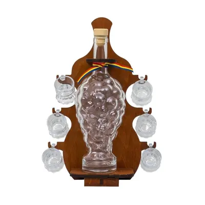 Suport cu Sticla in Forma de Ciorchine de Struguri, cu 6 Pahare Shot, 34 x 22 cm