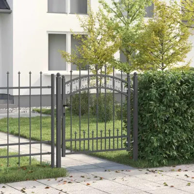 vidaXL Poartă din Gard cu Vârf de Lancă KAMPEN 103 x 100 cm Gri Blocat