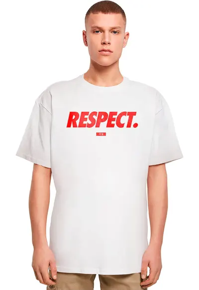 Tricou unisex cu imprimeu text - Alb/Rosu vermillion
