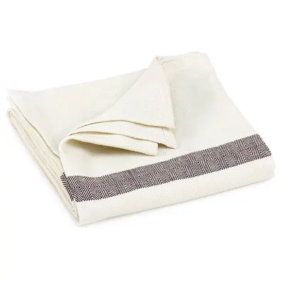 Pătură de yoga Bodhi din bumbac Herringbone - Ecru
