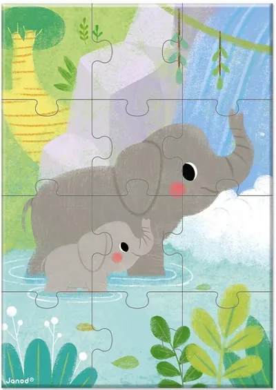 Puzzle de buzunar pentru copii Janod - Elefant