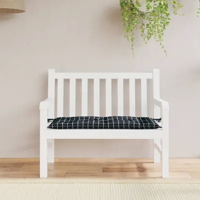 vidaXL Pernă bancă de grădină negru carouri, 100x50x7cm, textil Oxford