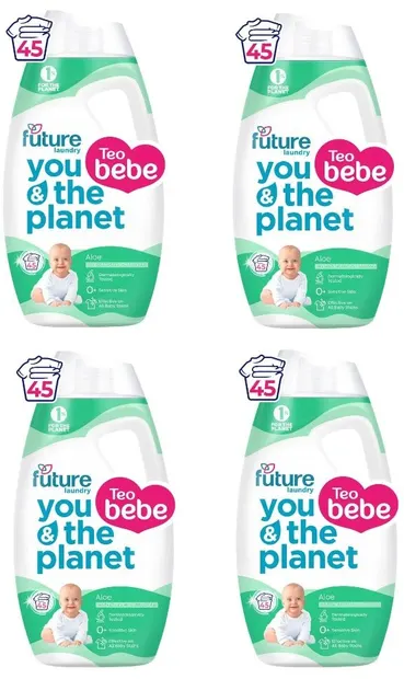 Gel de spălare concentrat pentru bebeluși Future baby - Aloe, 4 х 1.8 l, 45 spălări