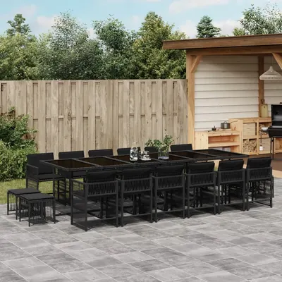 Gossi set mobilier de gradina cu perne, 17 piese, negru, poliratan