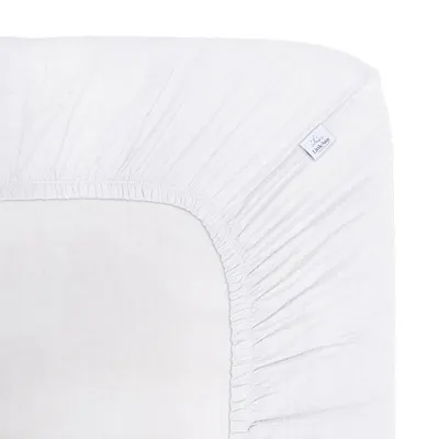 Cearceaf muselina organica, cu elastic, Little Amy, Alb, 90 x 200 cm
