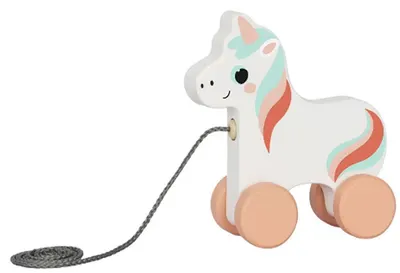 Jucărie de tragere din lemn Hi Pando - Unicorn