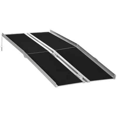 HOMCOM Rampă pliabilă pentru scaune cu rotile din aluminiu cu margini înalte antiderapante | Aosom Romania